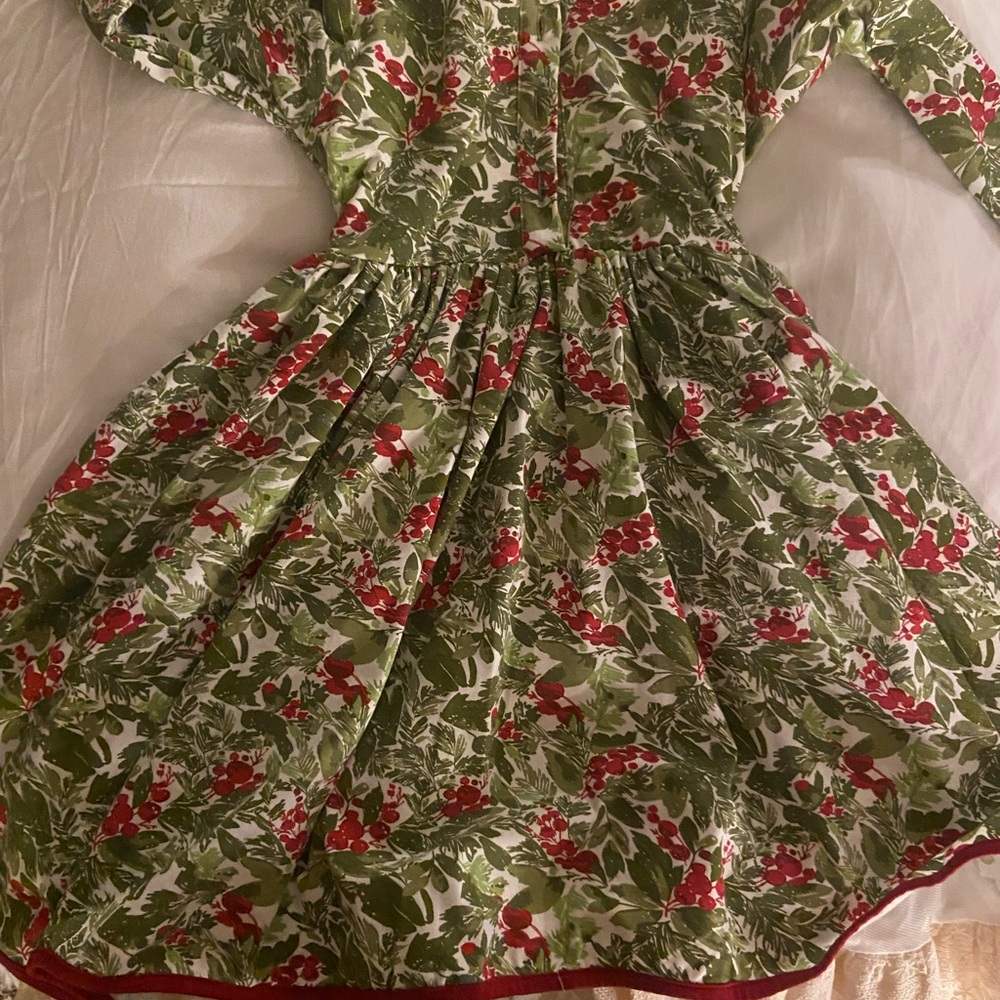 Floral Green and Red Kids Dress